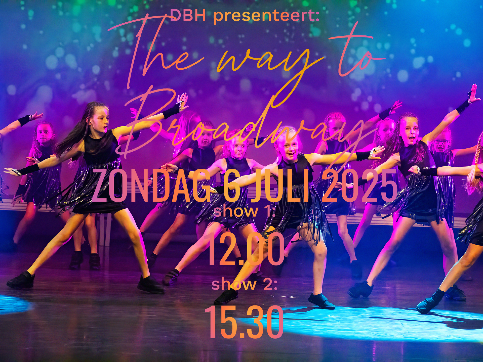 Dansende kinderen voor dansschool DBH, voorstelling: The way to broadway