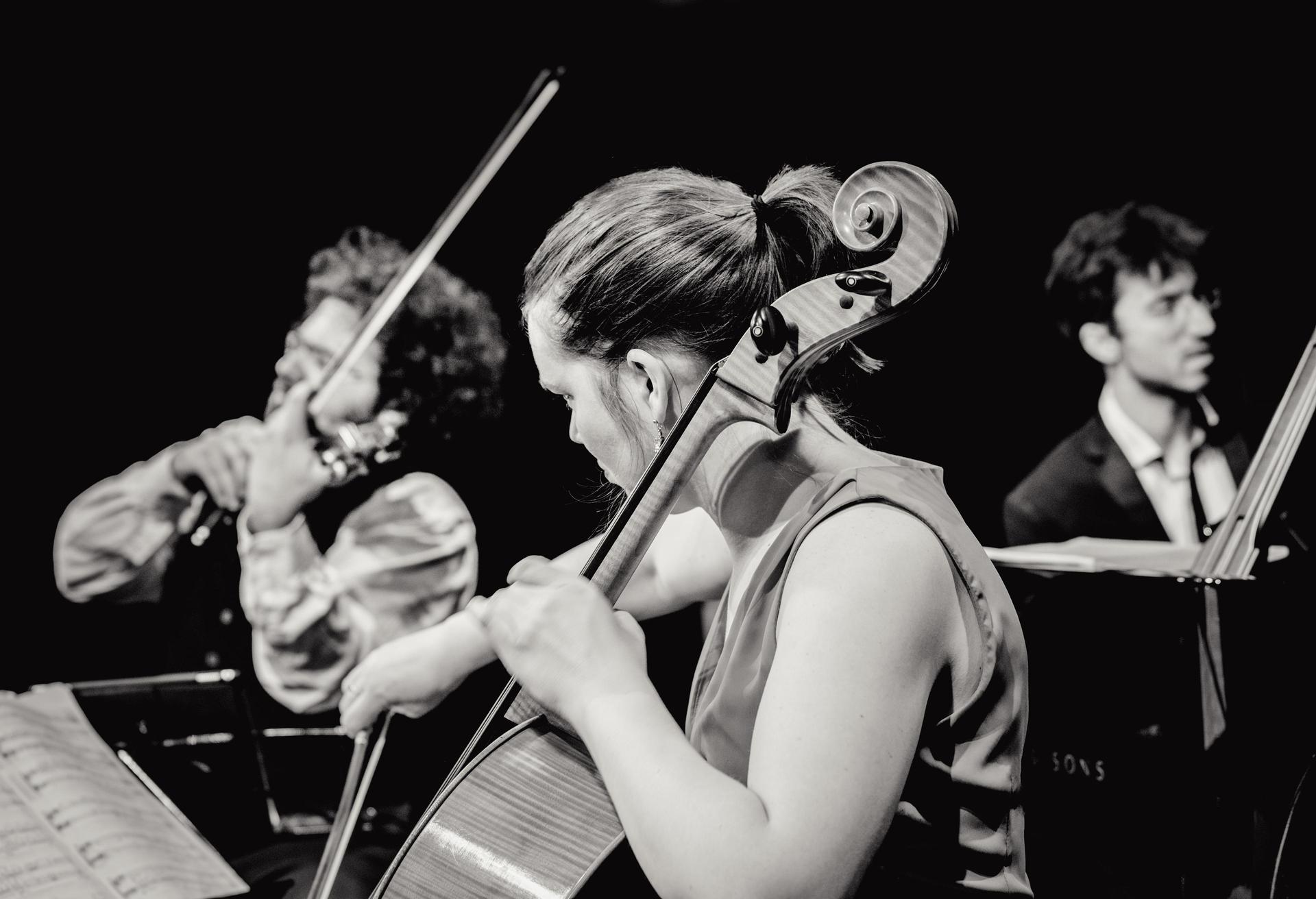 Trio Gaspard speelt op het podium